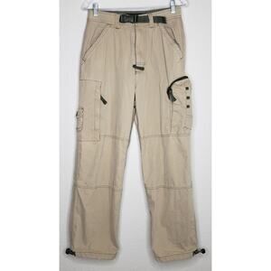 American Eagle Mens Pants 30x30 Tan Green Belt Cargo Tactical Pockets Flat Front